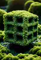 Free photo 3d green moss on abstract shape