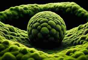 Бесплатное фото Трехмерный зеленый мох на абстрактной форме