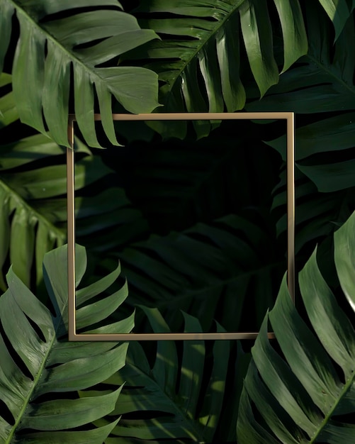 3d композиция из зеленых пальмовых листьев