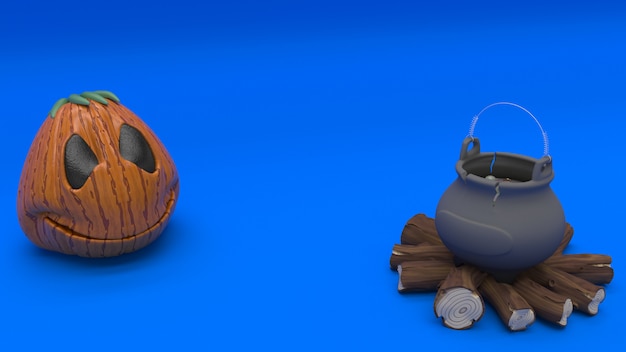 Sfondo di halloween 3d con zucche