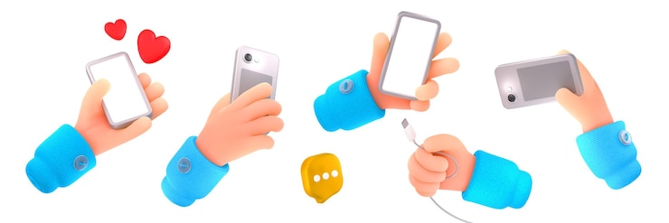 無料Photo 3 d ハンド ホールド携帯電話と充電ケーブル