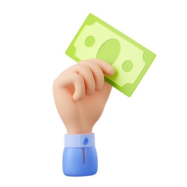 Бесплатное фото 3d рука держать бумажные наличные деньги доллар банкноты