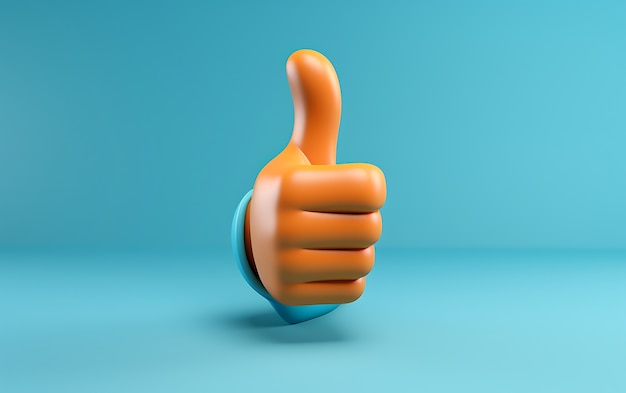 3d hand showing thumbs up gesture