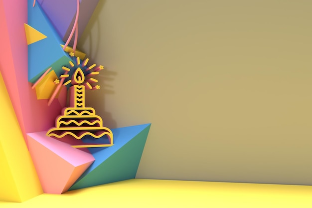 3D 생일 축하 텍스트 파티 요소 배경 전단지 포스터 3D 디자인.