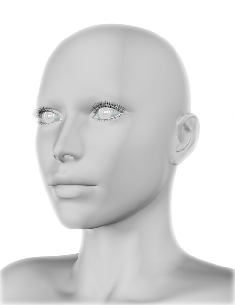 女性の顔のレンダリング3D