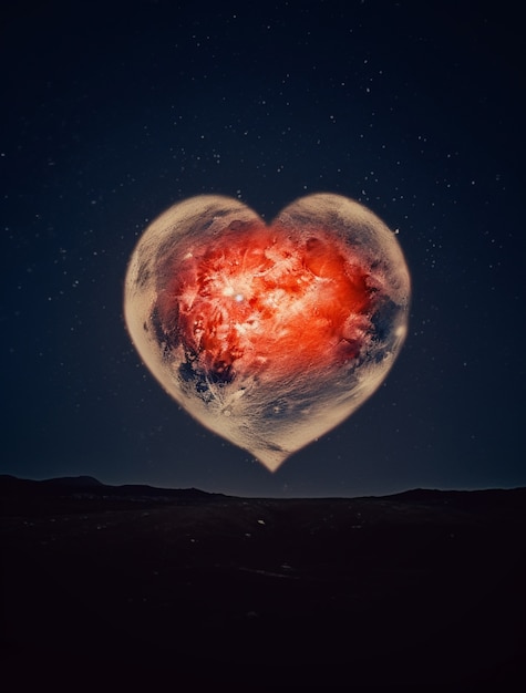 Free photo 3d heart shape on the night sky