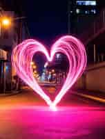 Foto gratuita forma di cuore 3d con effetto di sfocatura del movimento luminoso