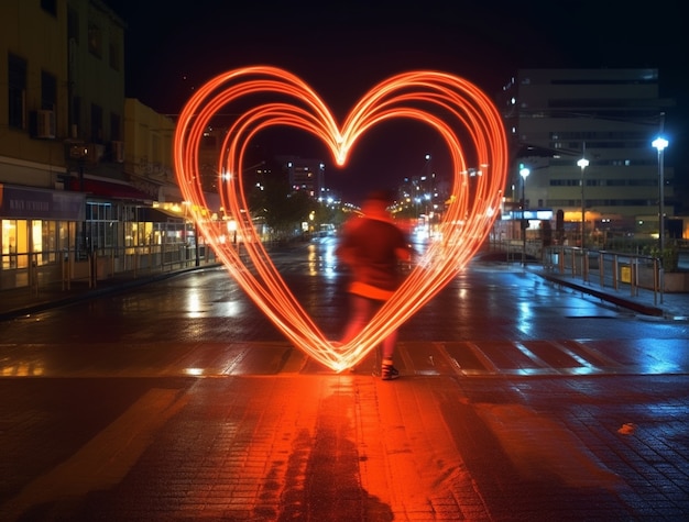 Foto gratuita forma di cuore 3d con effetto di sfocatura del movimento luminoso