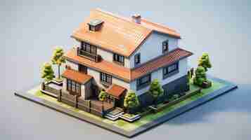 Free photo 3d house model with modern architecture