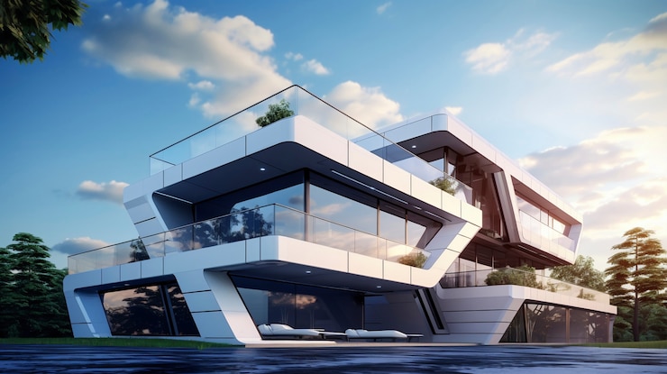 Free Photo 3d house model with modern architecture