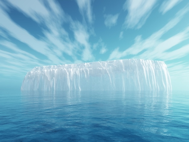 Foto gratuita iceberg 3d nel mare blu