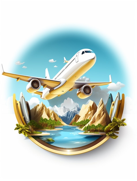 Free photo 3d icon for travel with airplane