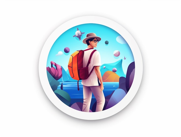 Free photo 3d icon for travel with man