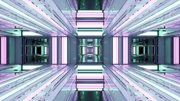 3d illustration of 4k uhd futuristic geometric tunnel
