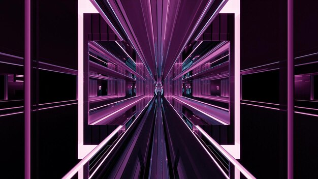 3d illustration of abstract moving futuristic tunnel with glowing lamps in 4k uhd quality Premium Photo