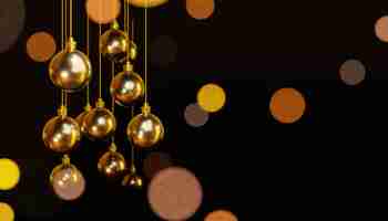 Free photo 3d illustration background with golden christmas balls