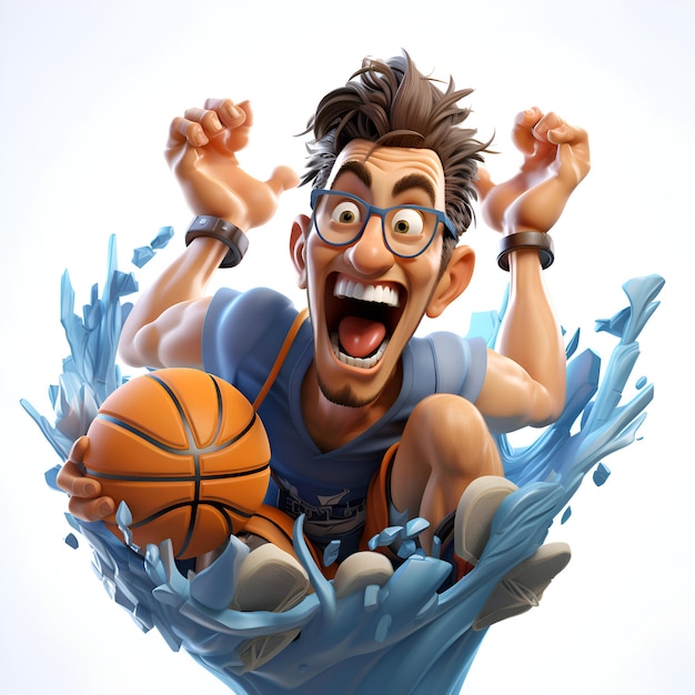 Free photo 3d illustration of a basketball player with a ball in his hands