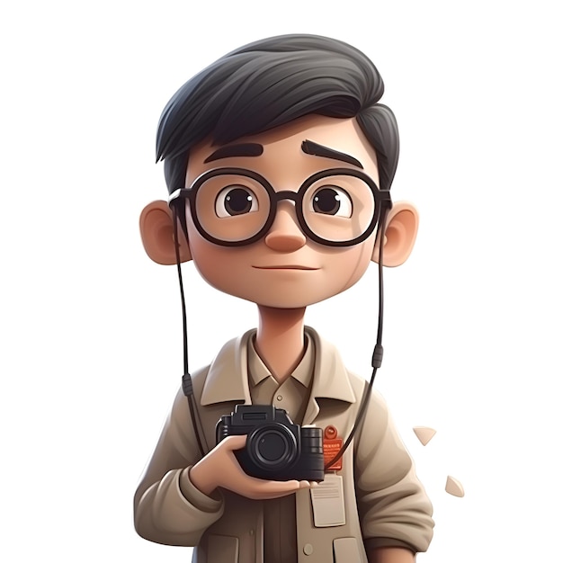 Free photo 3d illustration of a boy with a camera in his hand.