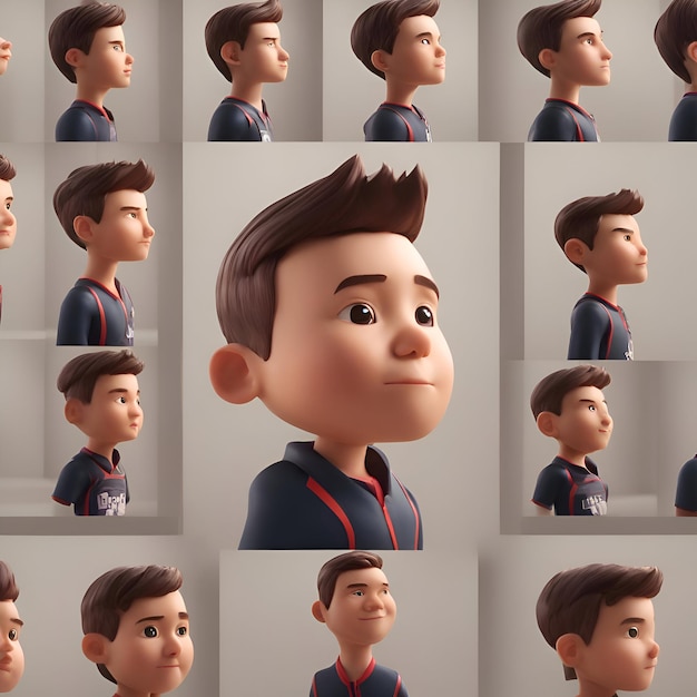 Foto gratuita illustrazione 3d di un ragazzo con diverse espressioni facciali ed emozioni