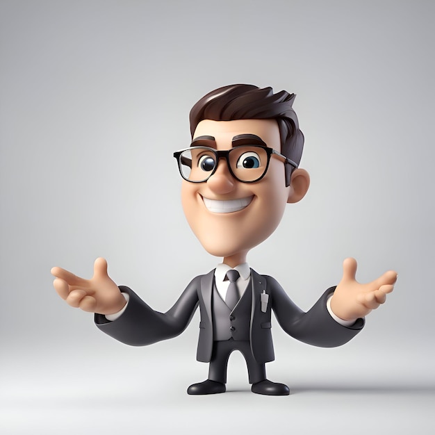 Free photo 3d illustration of a business man posing with arms outstretched