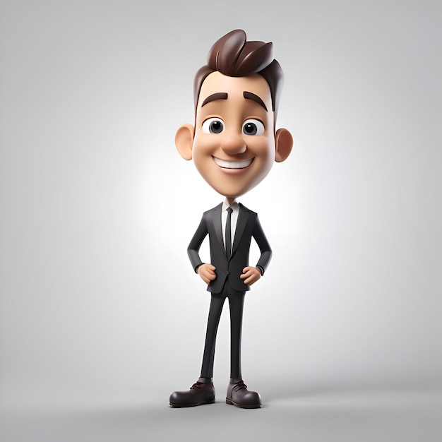 3D-иллюстрация бизнесмена, улыбающегося и смотрящего в камеру