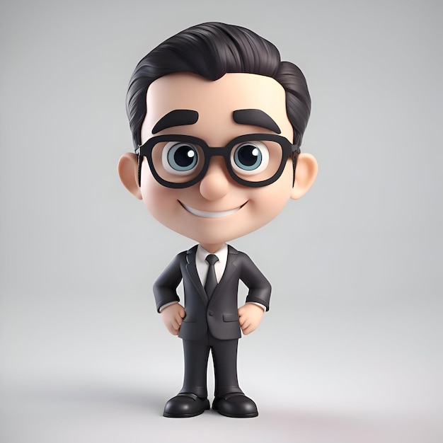 Free photo 3d illustration of a business man wearing glasses and a black suit