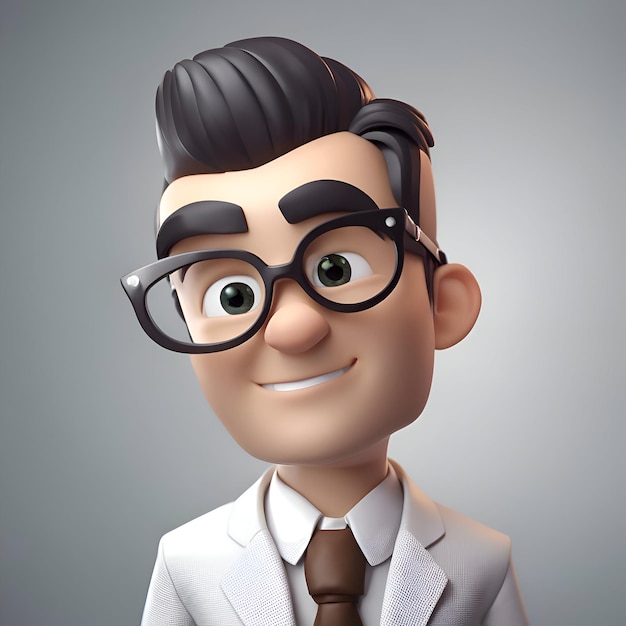 Free photo 3d illustration of a business man with glasses on a gray background