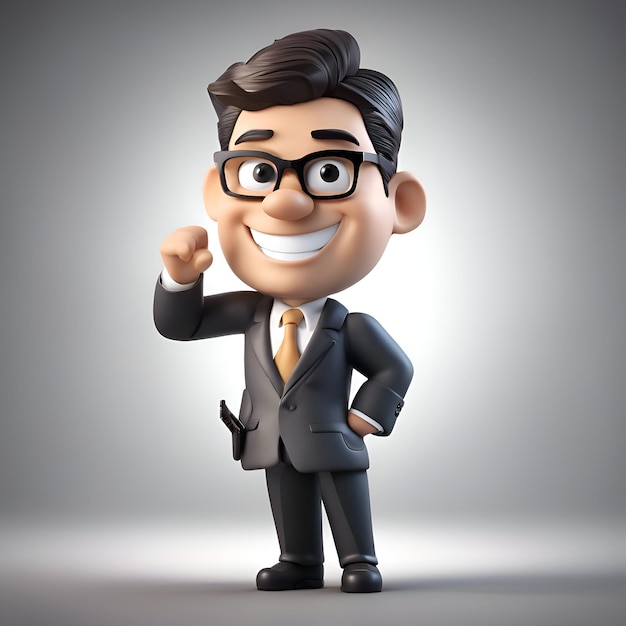 Free photo 3d illustration of a businessman with glasses showing thumbs up gesture