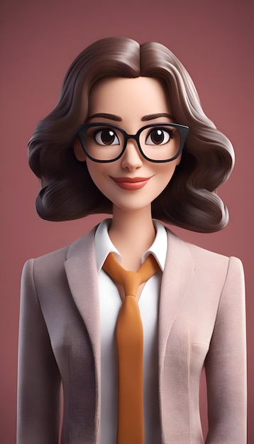 3d illustration of a businesswoman in glasses Business concept