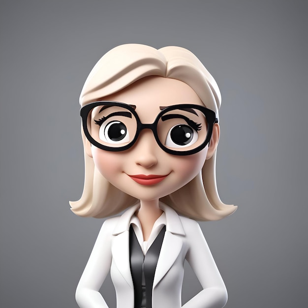 Free photo 3d illustration of businesswoman with glasses over gray background business concept