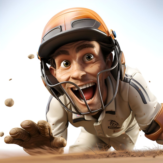 Free photo 3d illustration of a cartoon baseball player with a baseball helmet