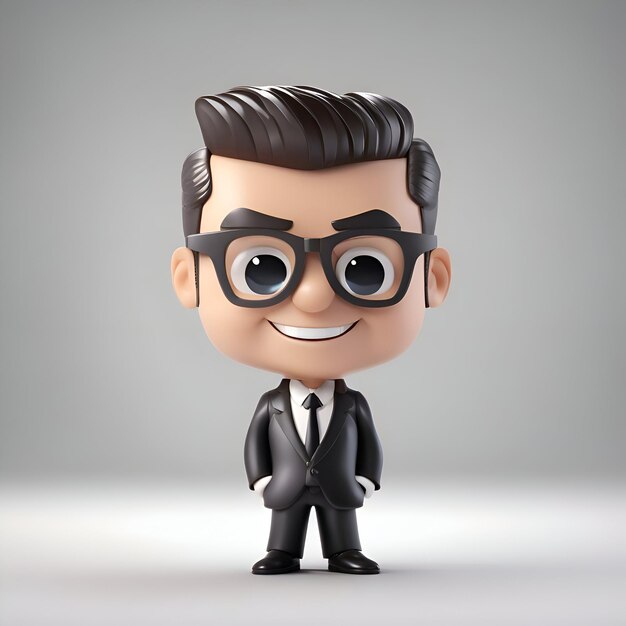 Free photo 3d illustration of a cartoon businessman wearing glasses and a black suit