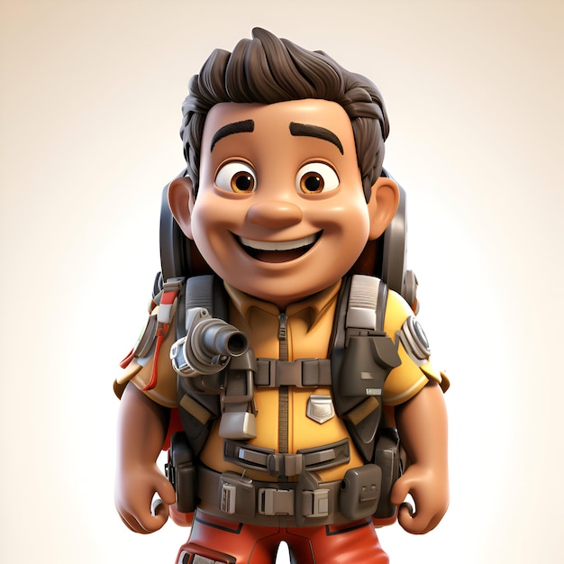 Free photo 3d illustration of a cartoon character with a backpacker costume