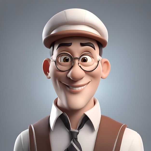 Free photo 3d illustration of a cartoon character with glasses and a baseball cap