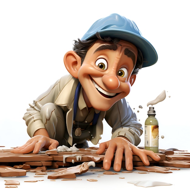 Free photo 3d illustration of a cartoon character working as a laborer