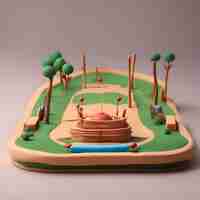 Free photo 3d illustration of a children's playground with sand and trees