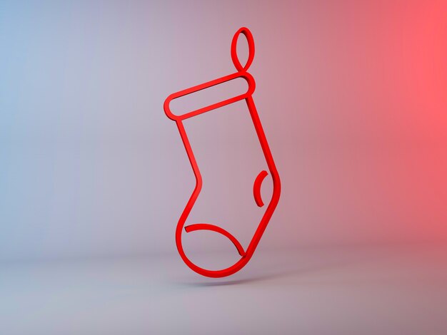 3D illustration of the Christmas sock icon with copy space