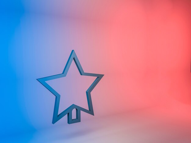 Трехмерная иллюстрация значка звезды елки на градиентном фоне