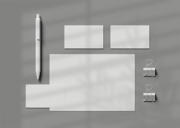 3d illustration. Corporate identity. Stationary branding set mockup.