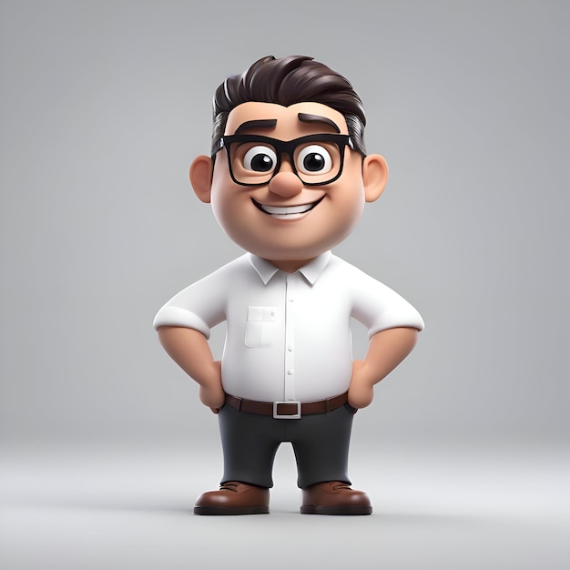 Free photo 3d illustration of a cute boy with glasses and a white shirt