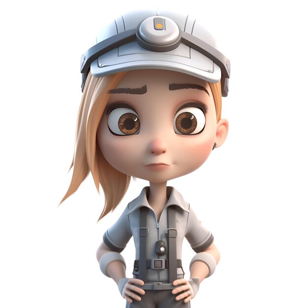 Free photo 3d illustration of a cute cartoon girl in pilot costume