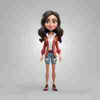 Free photo 3d illustration of cute cartoon girl with clipping path