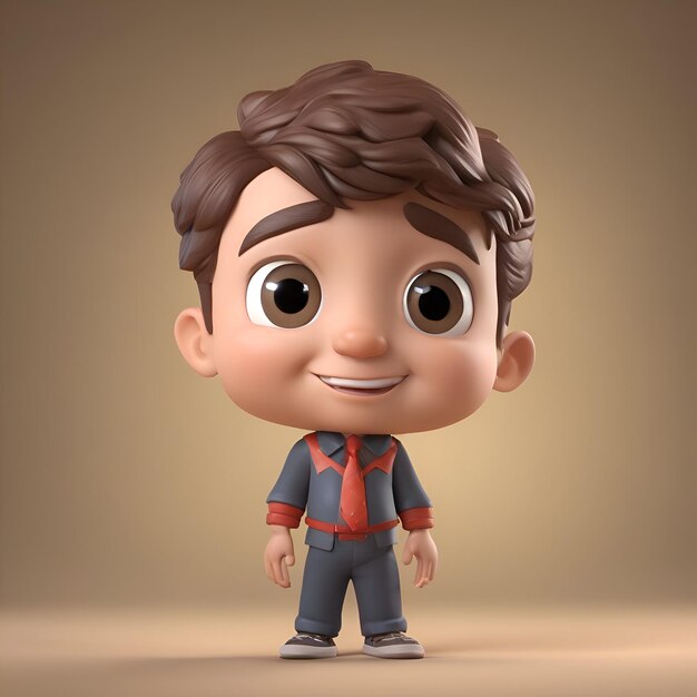 Free photo 3d illustration of a cute little boy with brown hair wearing casual clothes