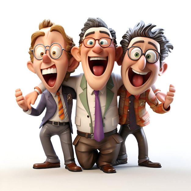 Free photo 3d illustration of a group of three businessmen showing thumbs up gesture