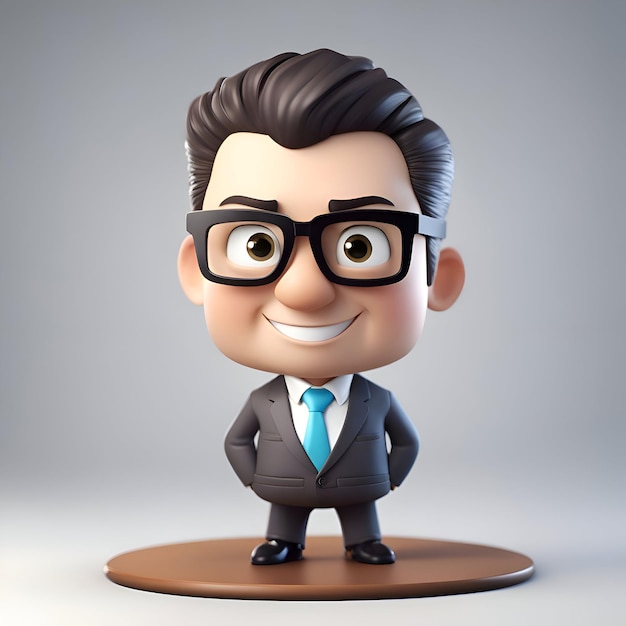 3D Illustration of a happy businessman standing on a pedestal