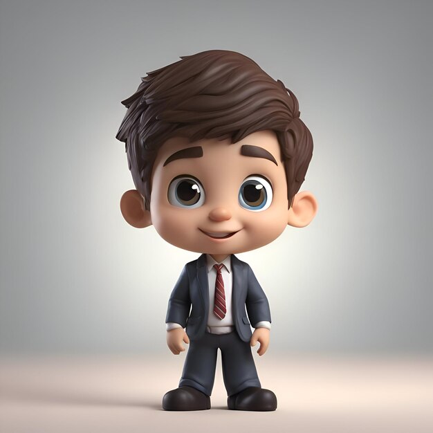 3D Illustration of a Little Boy with Business Suit and Tie