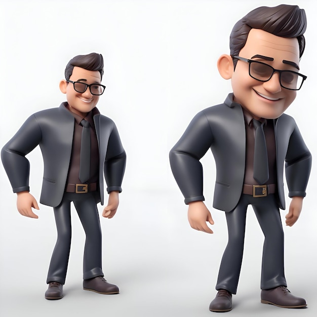 Free photo 3d illustration of a man in a business suit and glasses with a smile on his face