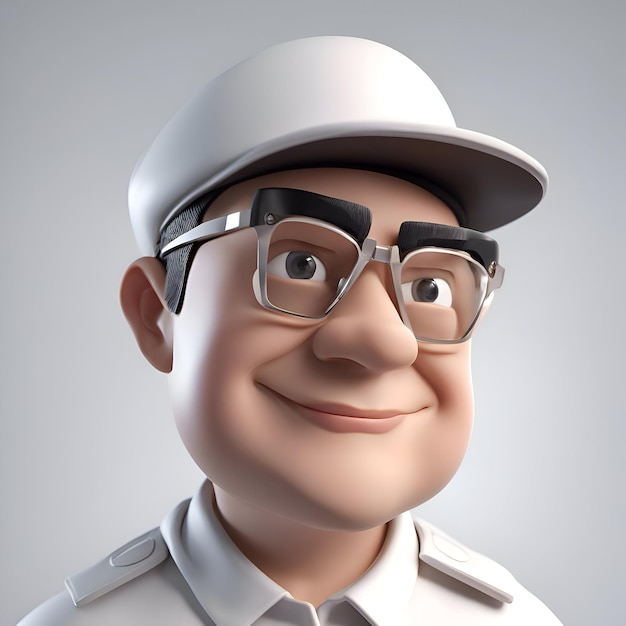 Free photo 3d illustration of a man wearing a white hard hat and glasses