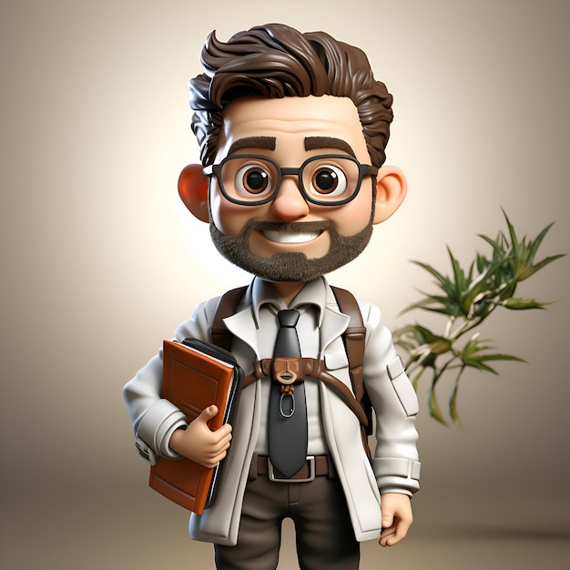 Free photo 3d illustration of a man with a book in his hands