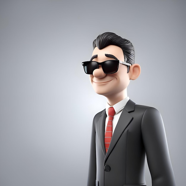 Бесплатное фото 3d-иллюстрация бизнесмена в черном костюме и солнцезащитных очках